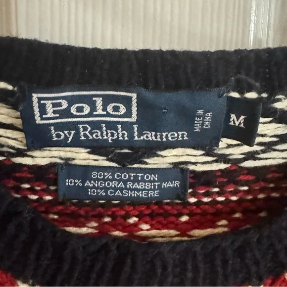 Vintage Polo Ralph Lauren Winter Moose Pullover Sweater Cashmere Angora Men's M - Picture 7 of 16